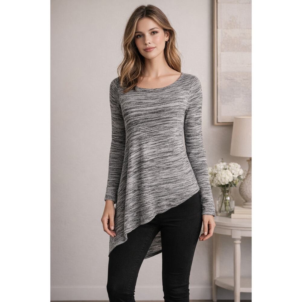 White House Black Market Layered Lagenlook Tunic Blouse Small Neutral Minimalist